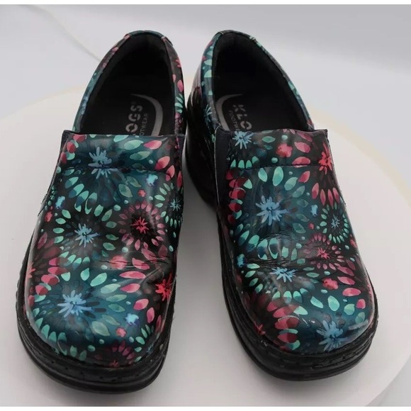 Klogs Footwear Floral Patent Leather Non-Slip Comfy Shoes  Women's 6M Nurses Fun - Picture 1 of 9